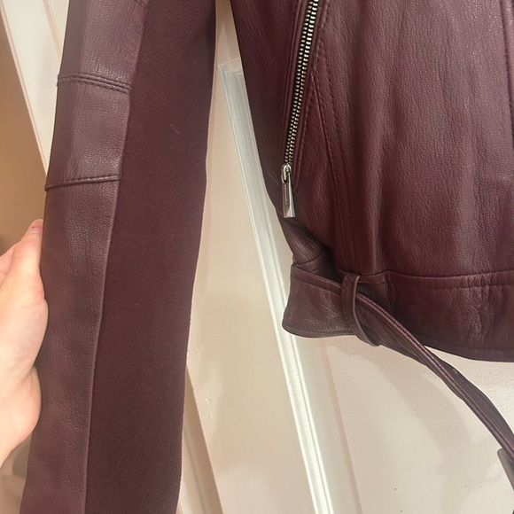 BCBG Burgundy Leather Jacket - Picture 2 of 3
